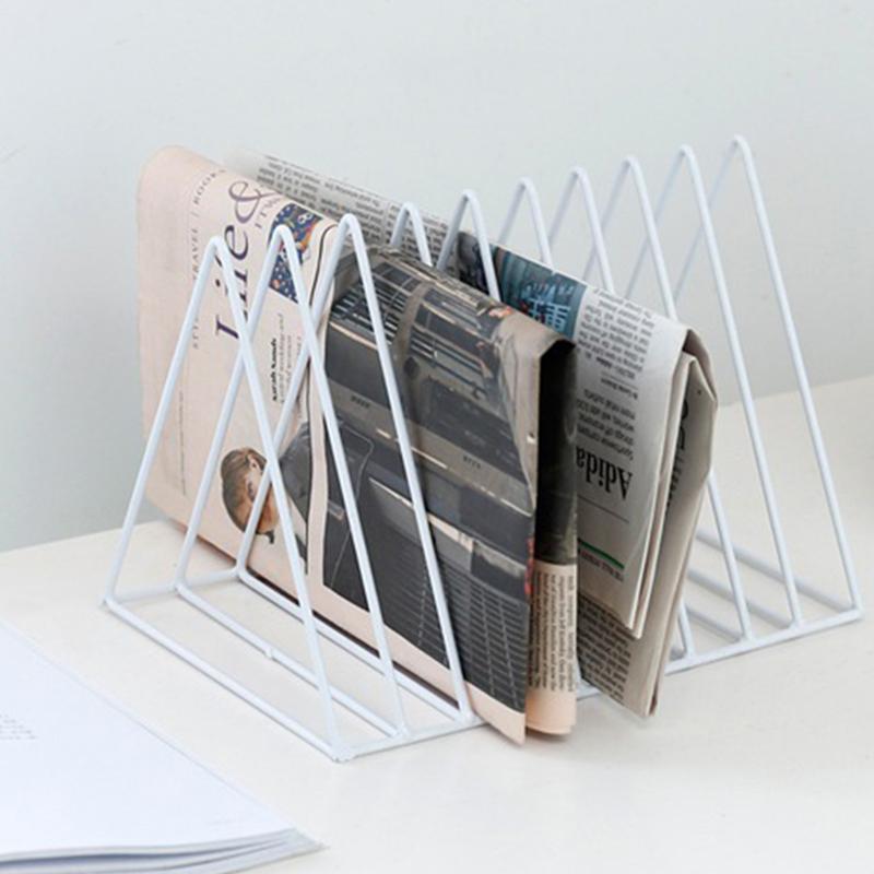 Book Storage Rack Desktop Iron Bookshelf Vinyl Records Holder Newspaper Magazines Stand Stationary Organizer Display Shelf Home