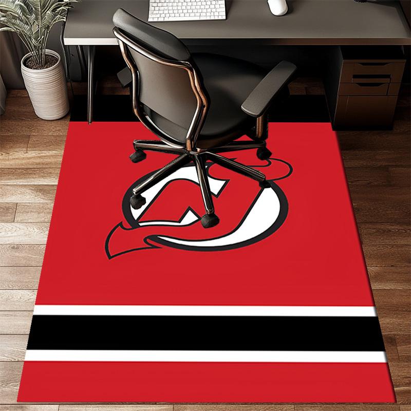 Jersey Devils Logo Floor Mat for Living Room, Game Rooms, Office, Bedroom, Office Floor Mat Playful Design, Christmas Fan Gifts