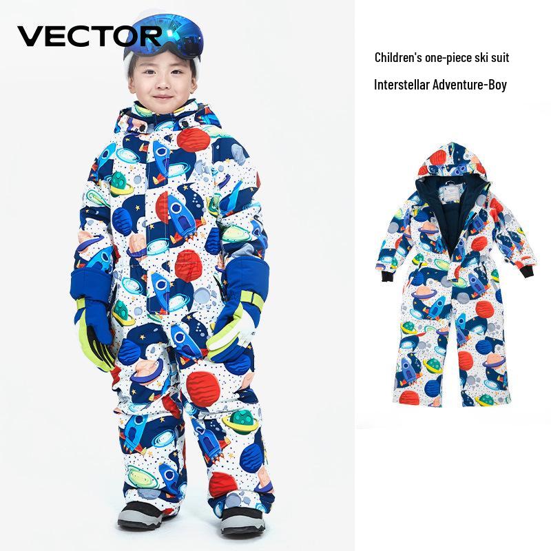 

Детский слитный лыжный костюм VECTOR: Теплый, дышащий, водонепроницаемый и ветронепродуваемый слитный комбинезон для мальчиков и девочек. 100 cm