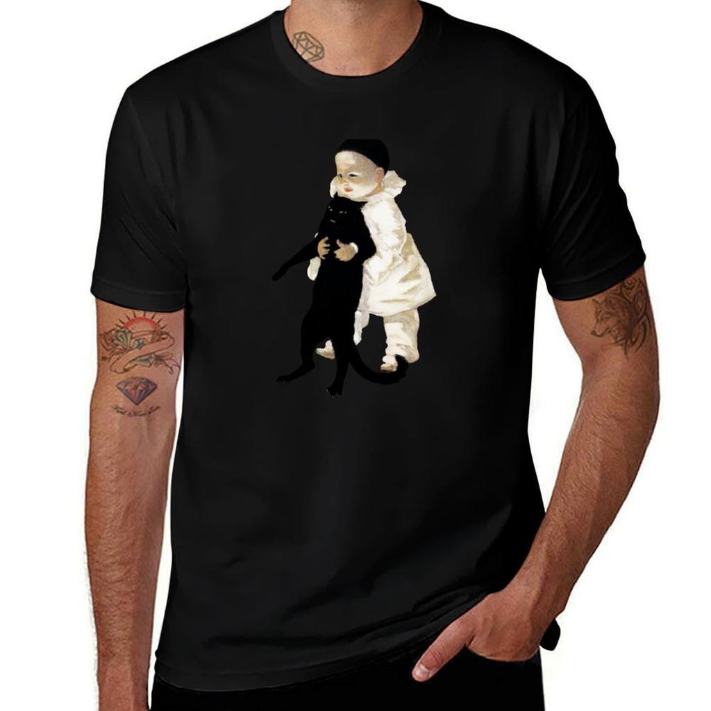 ThéOphile Steinlen Pierrot And The Cat Tshirt Lightweight Casual Summer Tshirt
