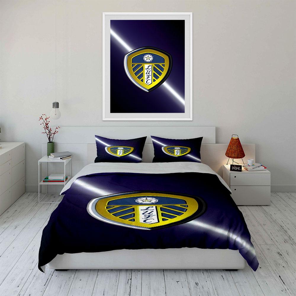 Logo del Leeds United FC. Set lenzuola Set copripiumino Copripiumini Federe(1*Copripiumino 2*Federe senza imbottitura piumone)