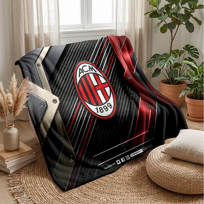AC Milan Theme Blanket Soft Flannel Blanket Plush Throw Blanket Cozy Sofa Bed Blanket for Home Decor