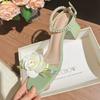 Neue Exquisite Damen Sandalen Feen Stil Grober Absatz Blume Mode Lässige Damen Sandalen Wurzel Perle Hohe Absätze Damen Schuhe
