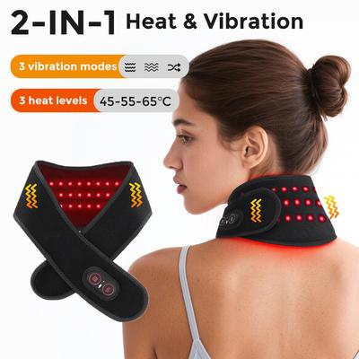 Durable And Safe Cordless Heated Neck Wrap Electric Vibration Heating Massage Pad Red Light Cervical Massager Relieve Shoulder Neck Fatigue