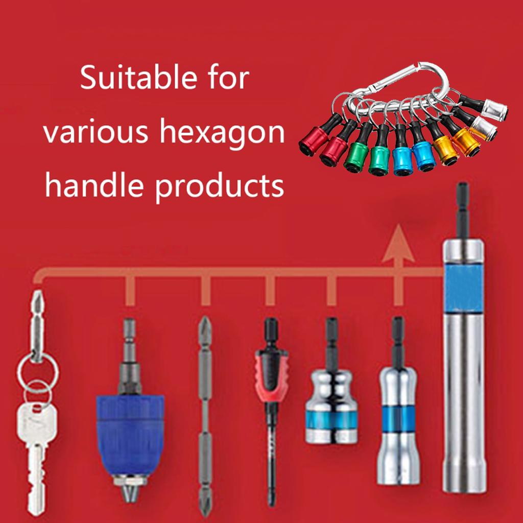 10pcs Keychain Extension Bar Quick Release Keychain Easy Change Screwdriver Bits Holder Set Extension Bar 1/4inch Hex