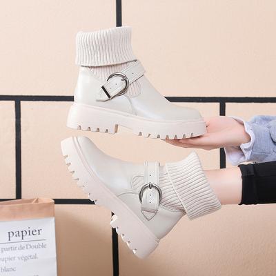 White Mid-Calf Boots Women's Shoes Round Toe Booties Ladies Winter Footwear Boots-women Low Heels Booties Short 2025