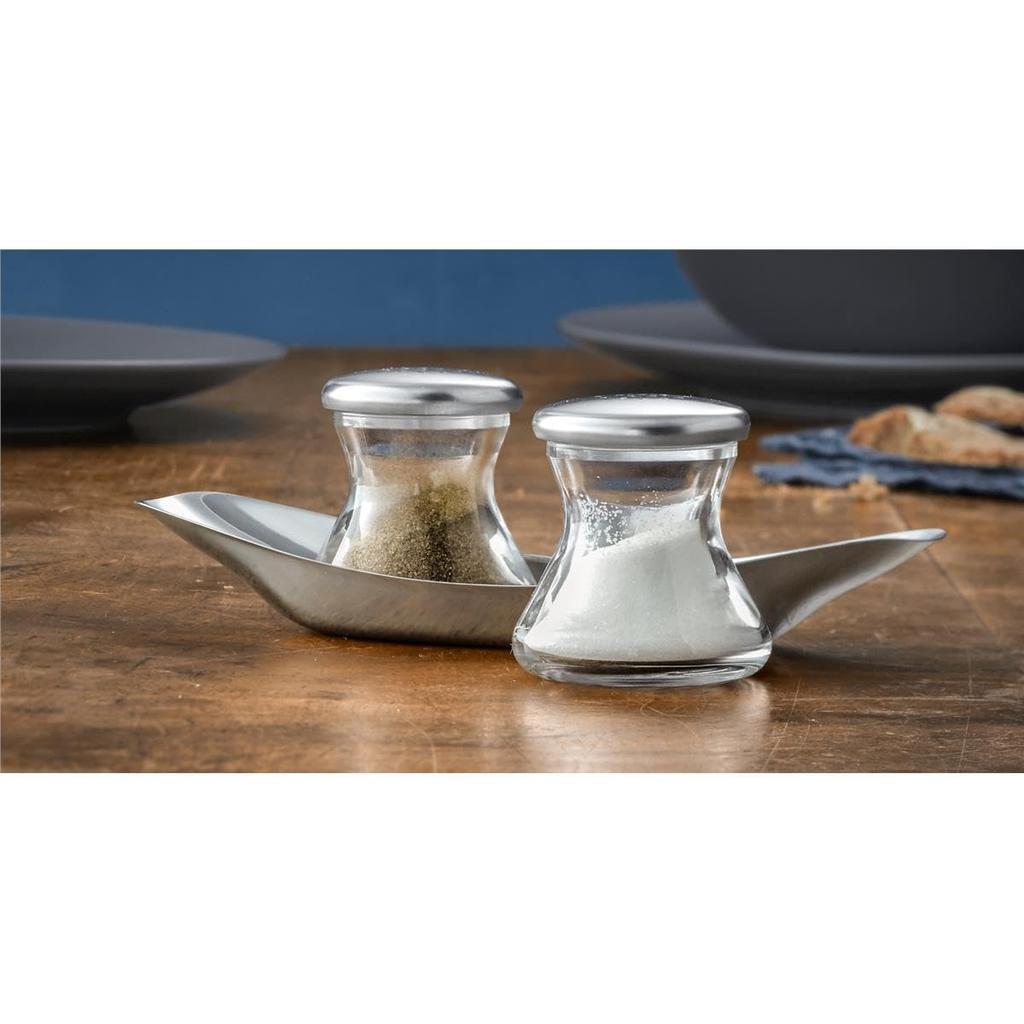 WMF Salt & Pepper Wagenfeld with Stainless Steel Tray (W0660079990)