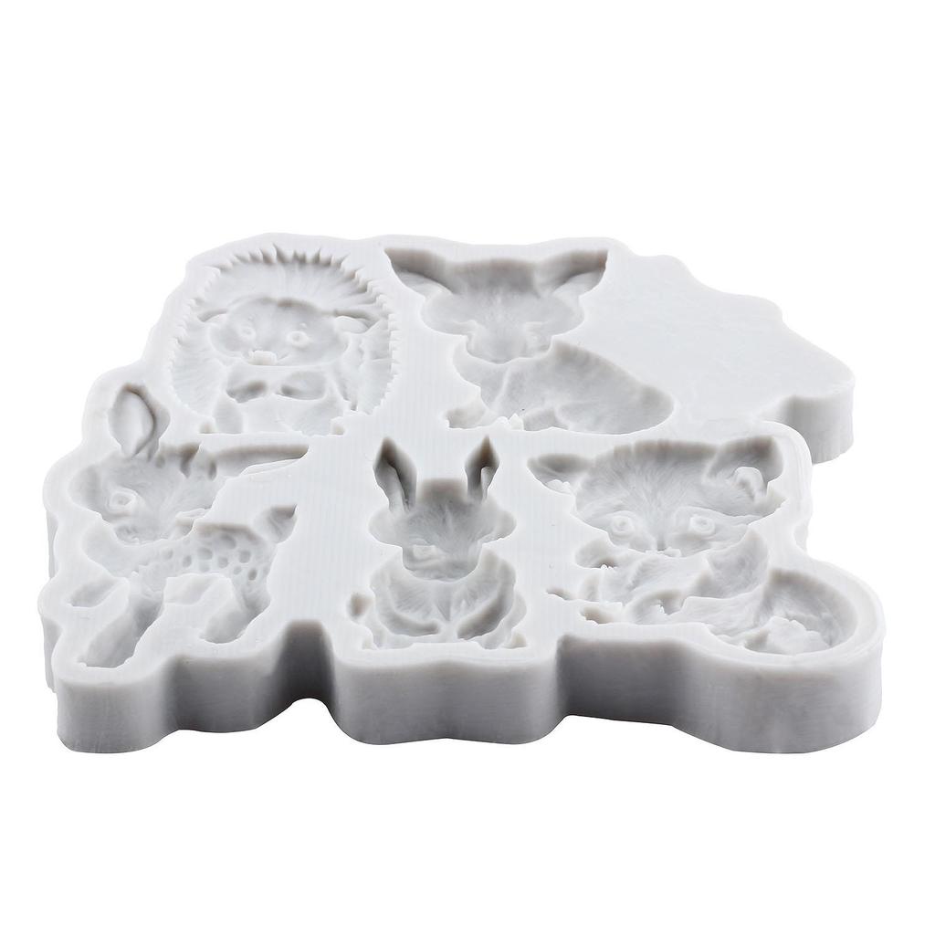 Animal Themed Silicone Molds Fox Squirrel Rabbit Sika Deer Fondant Mold Cake Decorating Tools Cupcake Topper Candy Chocolate Gumpaste Mold