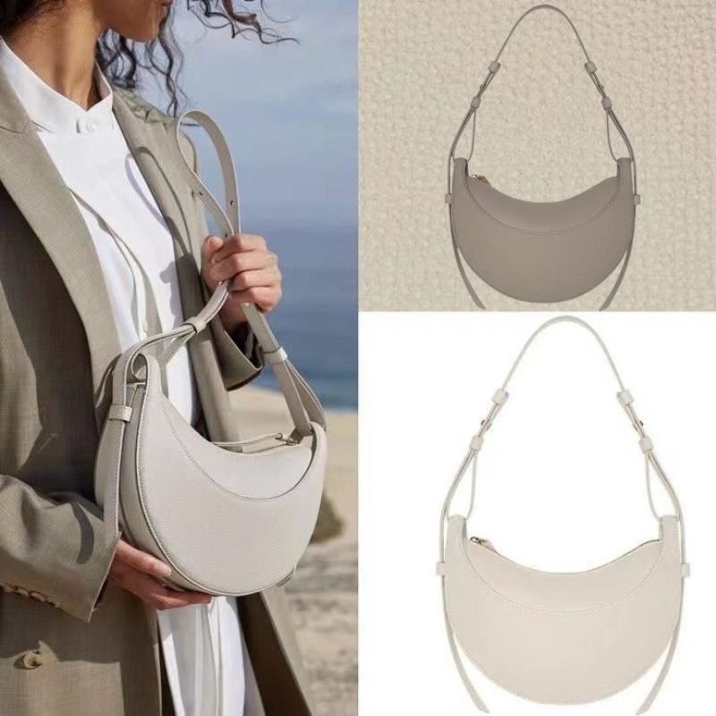 French Niche Design Hobo Bag Fashionable Lychee Pattern Semi Round Women's Sling Bag Casual PU Leather Zipper Ladies Shoulder Messenger Bag Saddle Bag
