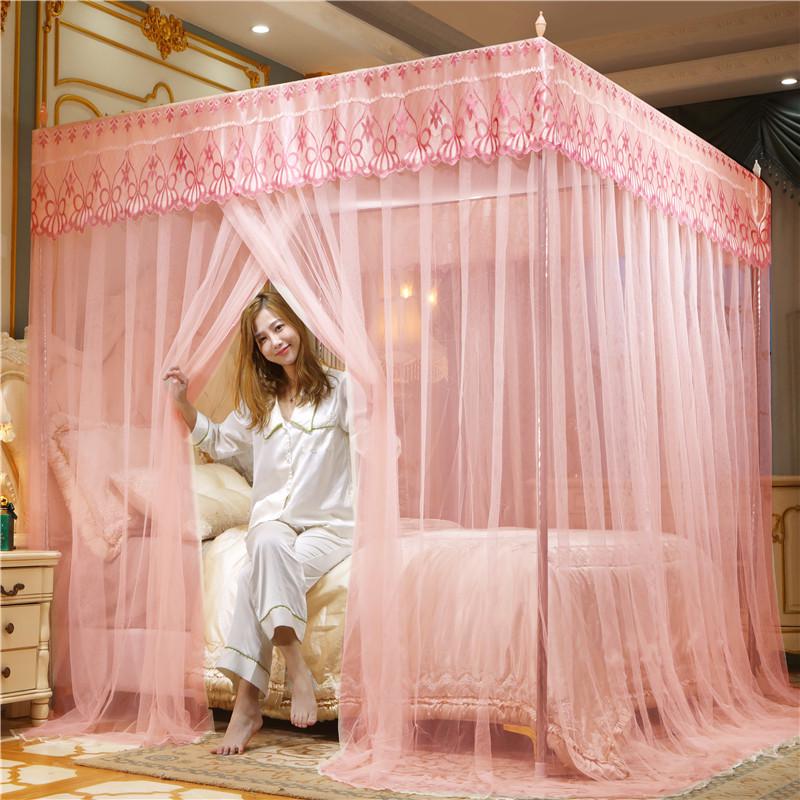 Summer Palace Style Floor-Standing Mosquito Net – Thickened, Encrypted Anti-Mosquito Princess Bed Curtains for Home, Bedroom, or Dormitory.