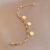 1PCS Gold-color Bracelet Ladies Hip Hop Style Stainless Steel Round Sign Portrait Pendant Wide Cross Chain Jewelry Accessories
