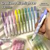 4pcs High-Capacity Click-Type Highlighter Set, 4 Colors, Gradient Blue/Green/Purple Markers, Fluorescent Markers, Eye-Protection Highlighters
