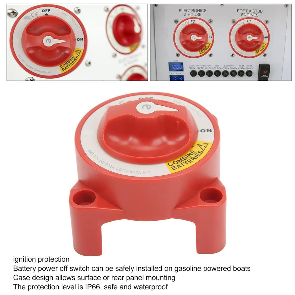 Blue Sea Systems 5511e Battery Switch Dual Circuit Plus 32V DC 350A, ON/OFF/Combine for Marine Boat RV Truck Car