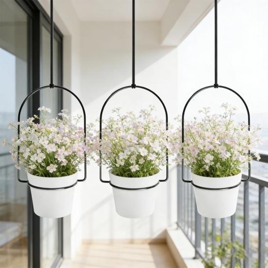 Innen-Hängepflanzer-Set Wandmontage-Pflanzenhaken-Set Hängender Blumentopf mit Metall