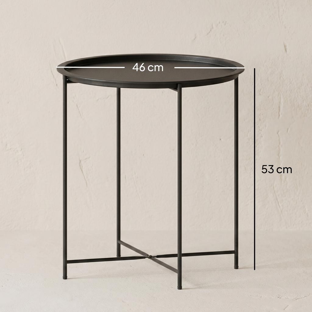 Steel Removable Tray Top Garden Table - Black
