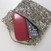 Metal beaded flap handbag
