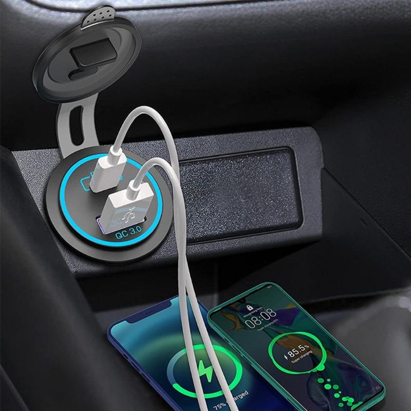 Dual USB Charger Socket Power Outlet 3.1A/4.8A/3.1A To 4.2A for Car Boats Marine RV Mobile