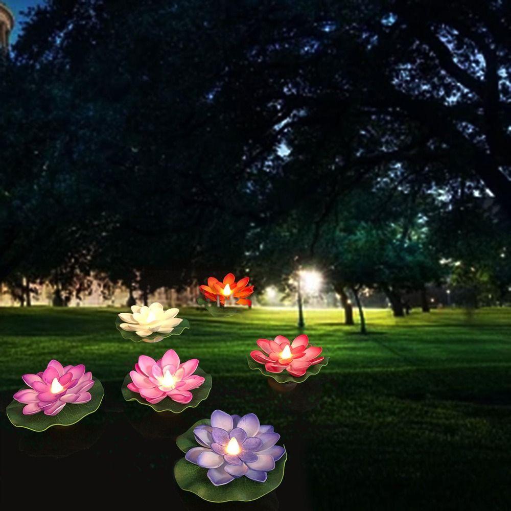 LED Electronic Candle Floating Water Lotus Lamp Waterproof Lotus Wishing Lamp  Garden