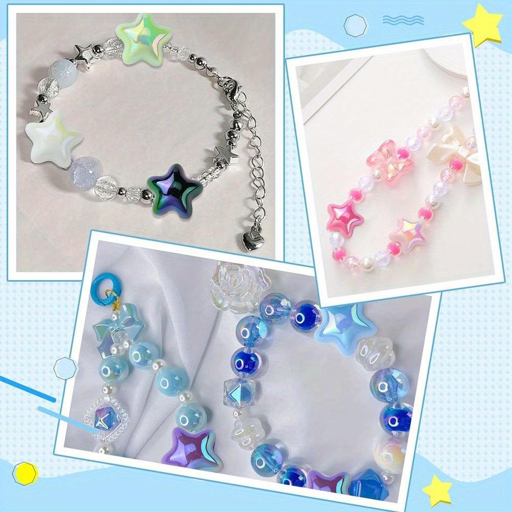 3/9/17pcs Acrylic Material Mixed Color Plated Star Bead Sky Ball Scattered Bead Decorative Bead and Bead Combination DIY Jewelry Craft Decoration