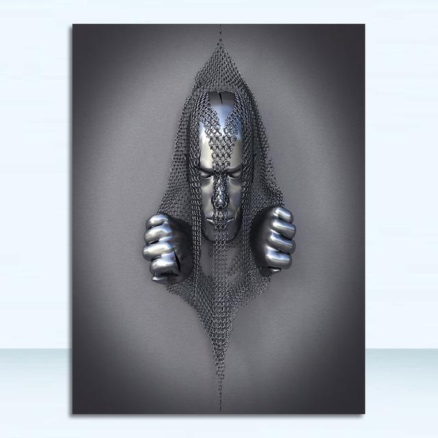 Romantic Abstract Metal Figure Sculpture Canvas Print: Modern Wall Art