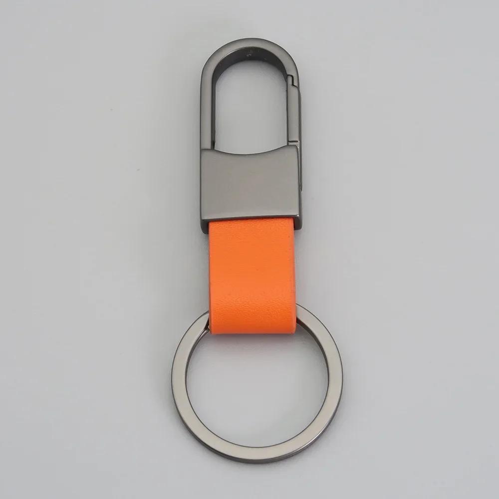 Custom Logo Name Simplicity Matte Finish Metal Leather Keychain with Laser Engraved Keyring Key Ring Chains Creative for Gif