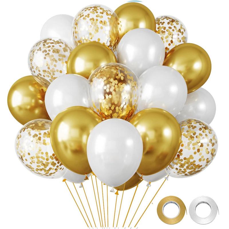 12-Inch Sequin Metallic Latex Balloons, 30pcs - Perfect for Birthday Party Decorations
