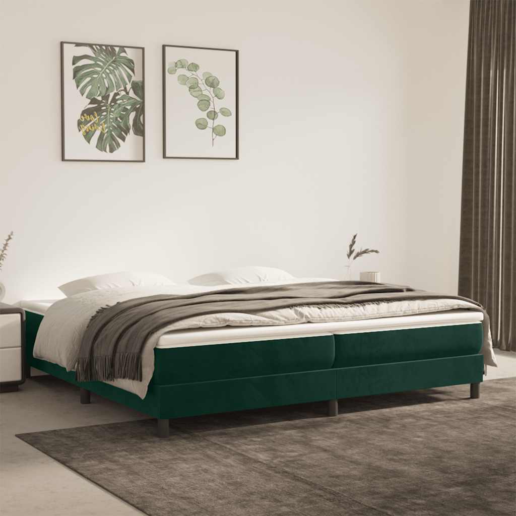 Box Spring Bed Frame Dark Green 200x200 cm Velvet