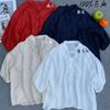 1116 Summer New Women's Round Neck Japanese Ramie Top Cardigan Retro Short-sleeved Literary and Artistic Semi-cardigan