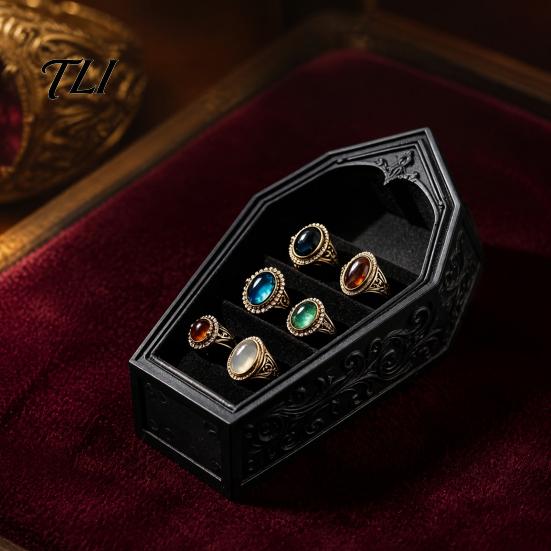 Unique Gothic Gift for Her Coffin-Shaped Jewelry Storage Box, 3D Printed Mini Casket Ring Creative Home Ornaments Trinket Holder, Halloween
