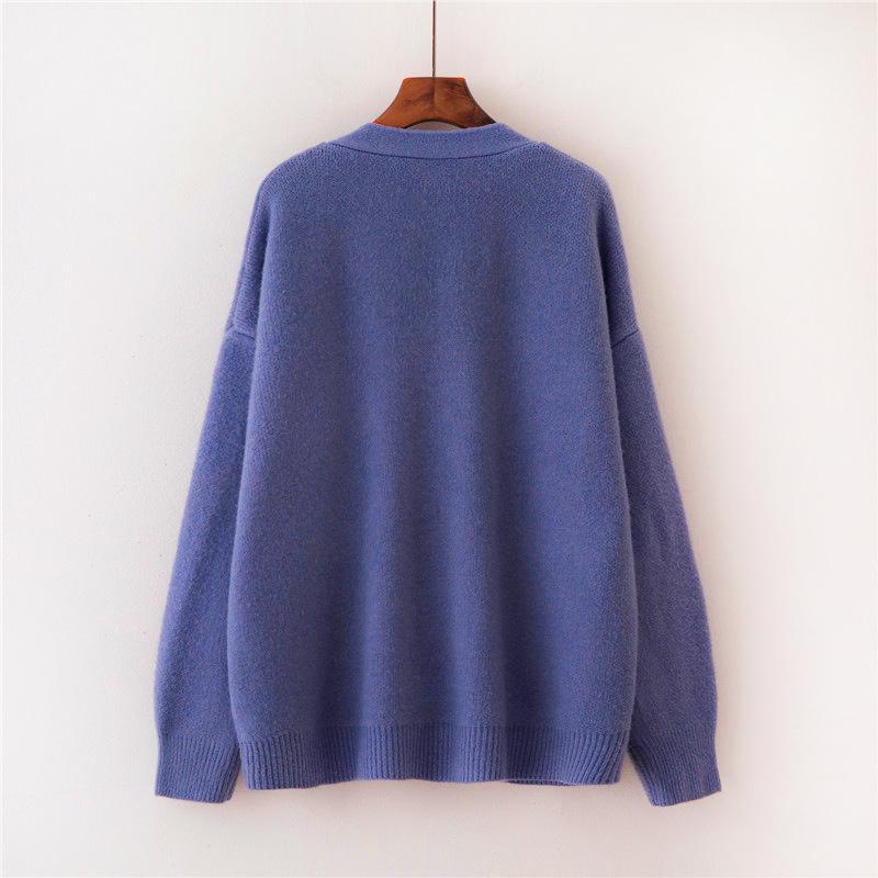 Women's Solid Color V-Neck Knit Cardigan for Spring and Autumn