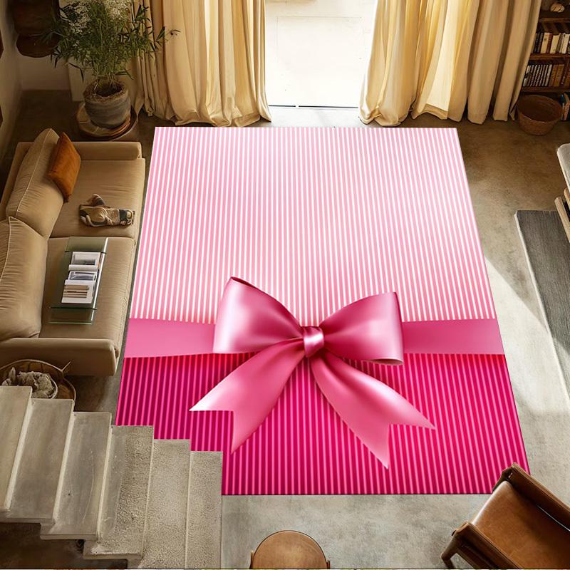 bow ribbon Crystal Velvet Office chair mat Area Rug - Non-Slip, Floor Mat, Office Desk Chair Rugs,Christmas Gift-1106075