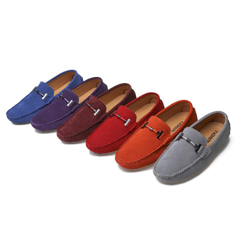 Korean Style Plus Size Loafers - Genuine Leather Hand-Stitched Men's Slip-On Shoes for Spring/Summer 5088