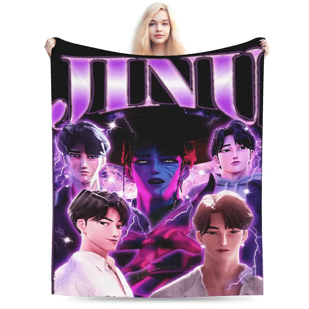 Jinu Huntrix Saja Boys K-Pop Demon Hunters Blanket Autumn Soft Throw Blanket for Girl Living Room Print Bedspread Sofa Bed Cover