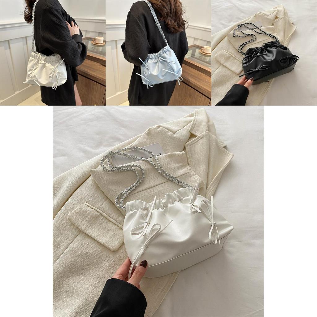 Small Chain Shoulder Crossbody Bag 2024 New Spring Korean Style Street Chic Pu Bucket Bag