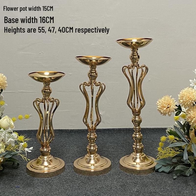 Golden European Iron Art Flower Stand for Wedding Decor and Sign-in Table