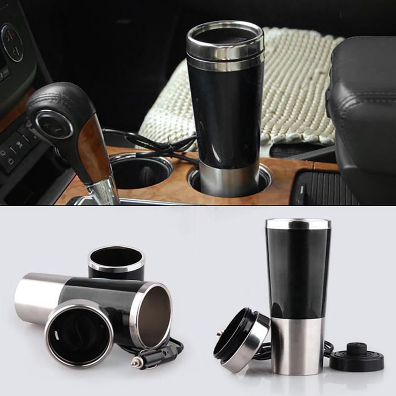 12V 50W 450 ml Car Kettle with Power Plug Electric Water ulated Car Mug Travel Heating Cup Kettle for Hot Coffee Milk Tea