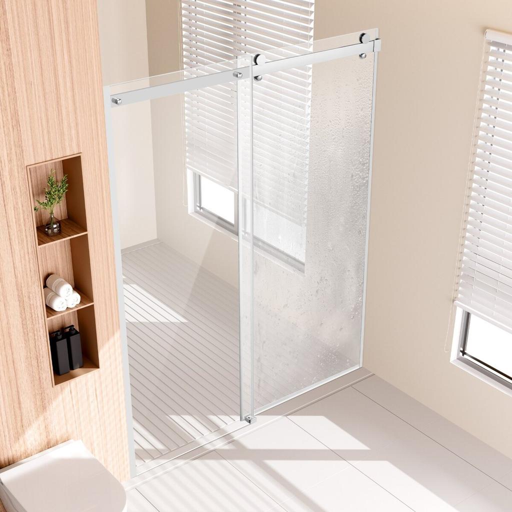 Frameless Shower Door 58-59" x 75" SGCC Tempered Glass 5/16" Chrome