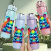 1PC Rainbow Rabbit Psychedelic Art 750ml Color Plastic Sports Water Bottle Leakproof Flip Straw Lid Suitable for Sports Office Home Use