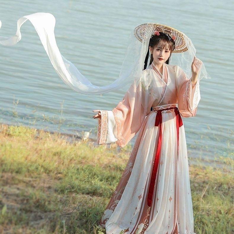 

Женский костюм Hanfu в китайском стиле, одежда для китайских народных танцев L розовый