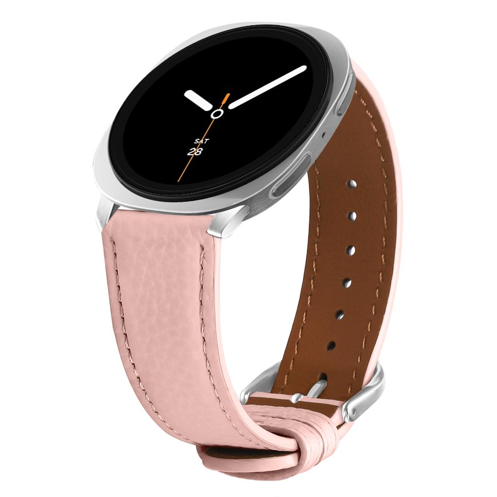 Replacement Strap for Samsung Galaxy Watch8 44mm/40mm/Classic 46mm Litchi Texture PU Leather Watch Band with Metal Buckle