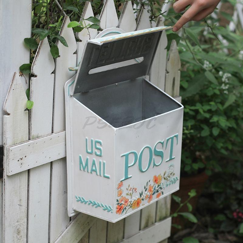 Style Garden Entrance Wrought Iron Outdoor Mailbox Three Dimensional Relief Delivery Box Wall Mounted Decorative Mailbox