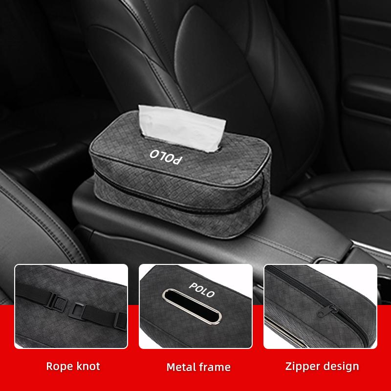 CAT1 Car In-vehicle Larger size Leather Checkered Tissue Storage Box For VW Polo Tiguan T5 Passat b6 Jetta Scirocco Touareg Touran