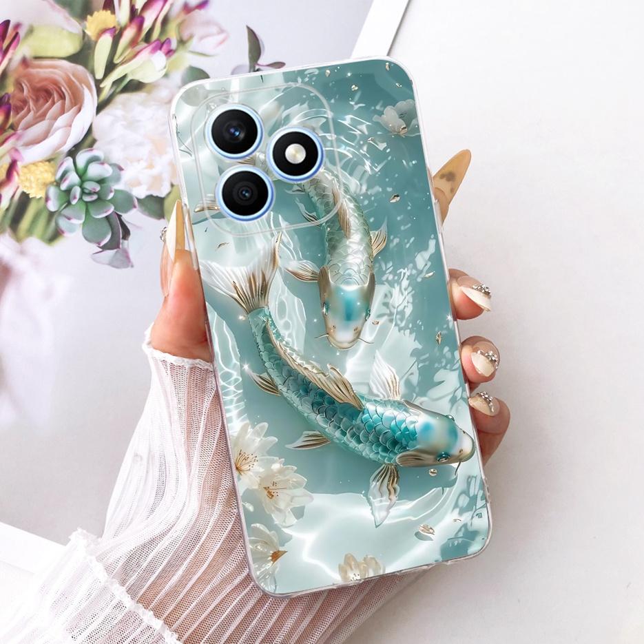 For Honor X8d 4G Case Cute Love Heart Painted Cover Soft Silicone Slim Phone Case For Honor X8d X 8d HonorX8d 4G Back Cover Bags
