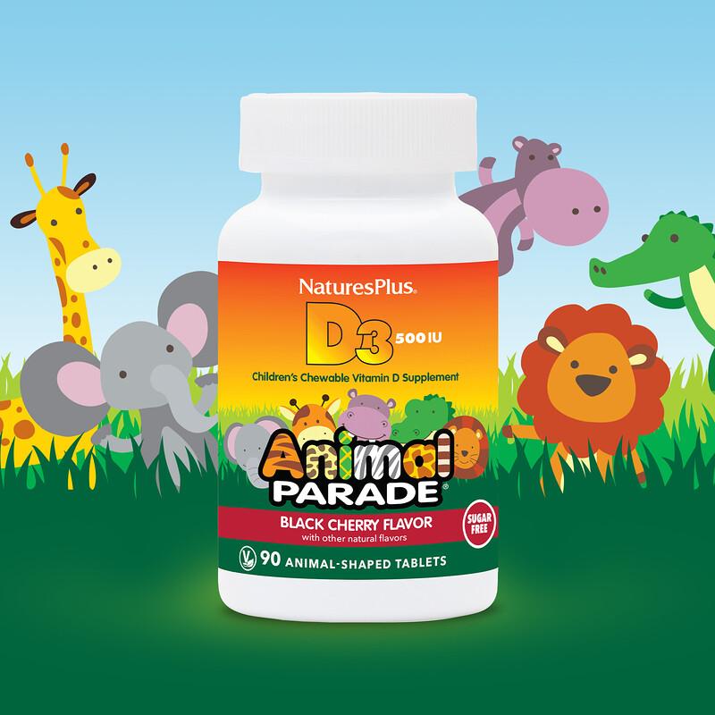 Animal Parade®, Vitamin D3, Black Cherry, 12.5 Mcg (500 IU), 90 Animal-Shaped Tablets