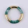 New Mixed Gold Color Tube Beads Acrylic Bracelets Bangles for Women Men Stretch Bamboo Curved Resin Bracelet Stack Jewelry Gifts