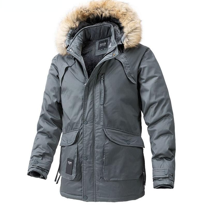 2026 New Winter Men Long Coat Military Fur Hood Warm Tactical Bomber Army Korean Thick Multi Pockets Overcoat Male Warm Parka
