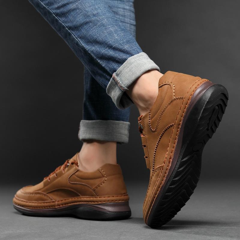 Fashion Luxury Brand Mens Casual Shoes  Leather Men Business Flat Top Quality Male Oxford Shoes Handmade Breathable Walking Shoes