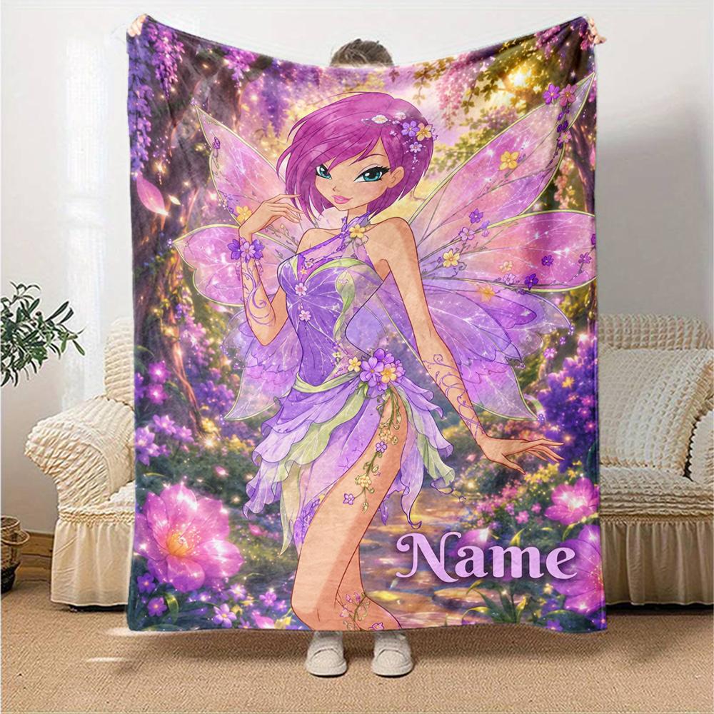 Custom Name Winx Club Theme Printed Blanket Perfect For Couch Bed Travel Outdoor Use Machine Washable Cozy Durable