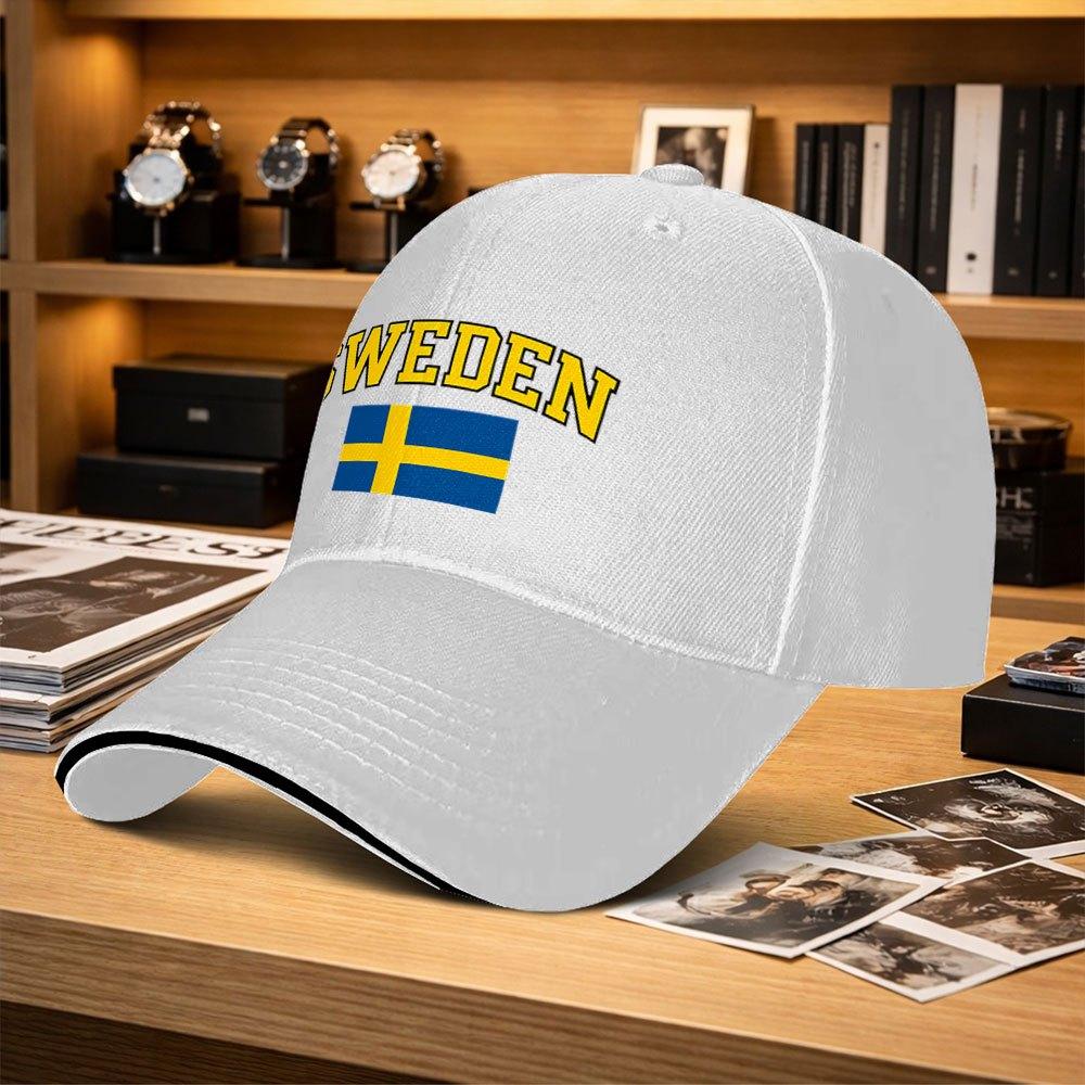 Swedish Flag Adjustable Unisex Baseball Cap Trendy Printed Duckbill Hat For Fishing Golf Camping Hiking