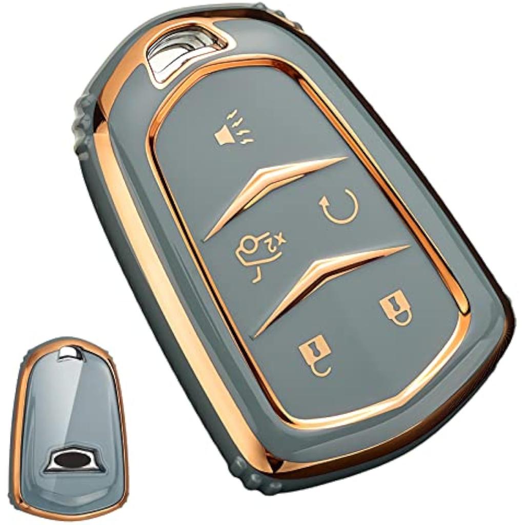 Für Cadillac Escalade Schlüsselanhänger-Abdeckung, für Cadillac ATS CTS CT6 STS SRX XT5 Schlüsselanhänger-Hülle, Premium-Soft-TPU, vollständiger Schutz, Smart-Schlüsselhalter